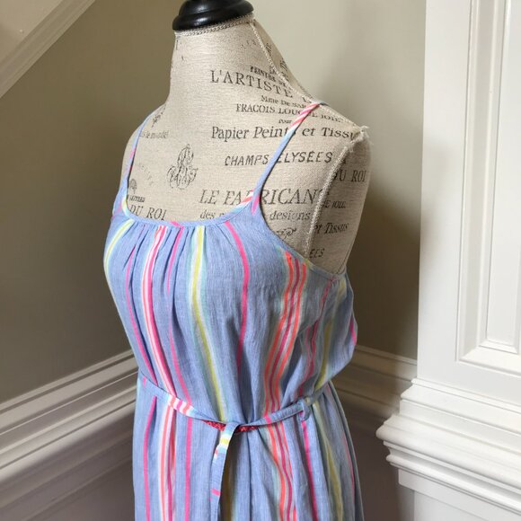NWT America & Beyond Rainbow Stripe Maxi Dress Womens Small Blue Sleeveless NEW - Picture 8 of 13